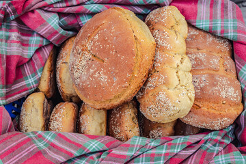 Traditional Cypriot bread with sesame seeds in Paphos District of Cyprus island country