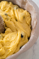 Lemon blueberry bundt cake with powdered sugar dusting