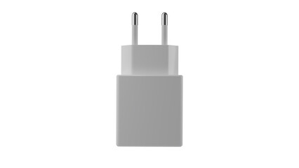 Modern smartphone charger in white color isolated on transparent background. Minimal concept. 3D render
