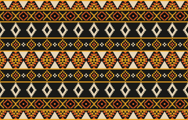 Ikat geometric folklore ornament. Tribal ethnic vector texture. Seamless striped pattern in Aztec style. Figure tribal embroidery. Indian, Scandinavian, Gypsy, Mexican, folk pattern. Boho chic design.