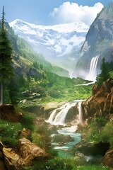 waterfall in the mountains