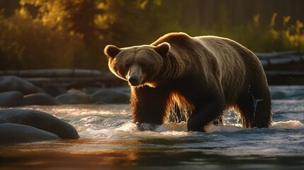brown bear in water