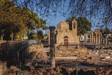 Agia Kyriaki Chrysopolitissa Church in Chrysopolitissa archeological complex in Paphos city, Cyprus...