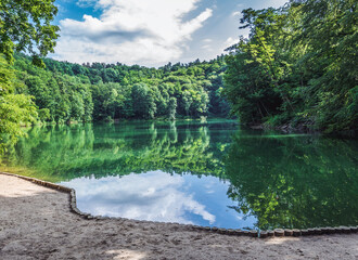 So called Emerald Lake in Beech Woods landscape park in Szczecin, Poland