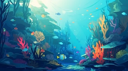 Fototapeta na wymiar World ocean day illustration, Generative ai