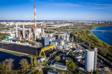 Aerial view of Zeran heat power station in Warsaw city, Poland