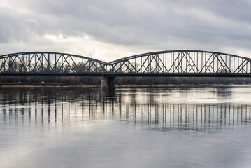 Fototapeta na wymiar Bridge of Jozef Pilsudski over Vistula River in Torun city, Poland