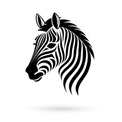 The Zebras Head logo showcases the striking profile of a Black-and-White Zebra, distinguished by its prominent Mane and tall, Pointed Ears, set against a clean, White Background. © Dvarg