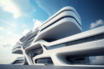 Obraz premium Generative ai futuristic building exterior metro station or terminal