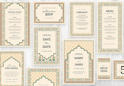 Indian Wedding Stationery & Invitation Templates Set