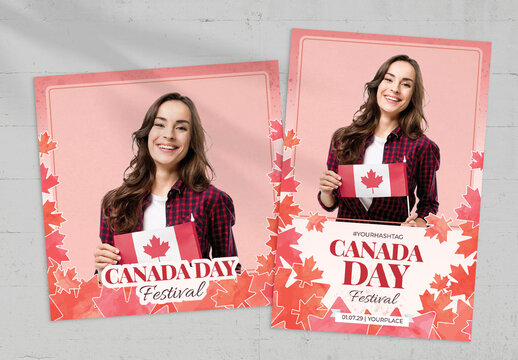 Canada Day Photo Card Flyer Template