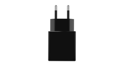 Modern smartphone charger in black color isolated on transparent background. Minimal concept. 3D render