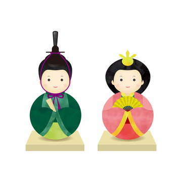 かわいいシンプルなひな人形のイラスト