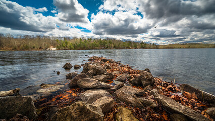 Swartzwood Lake in Swartzwood Lake State Park New Jersey on an early spring day