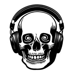 Skull with headphones. Generative AI