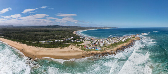 Drone view at the village of Buffalo bay in South Africa