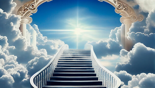 Illustration Of Stairs On The Way To Heaven Background, Way