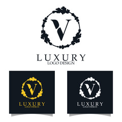 Luxury initial V Logo template for Restaurant Royalty Boutique Cafe Hotel Heraldic Jewelry etc