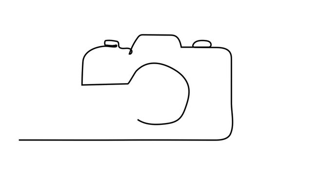 continuous line drawing of retro photo camera