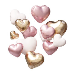 ピンクとゴールドのハートバルーン, 背景透過, ウェディング かわいい デコレーション 素材