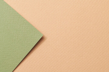 Fototapeta premium Rough kraft paper background, paper texture beige green colors. Mockup with copy space for text