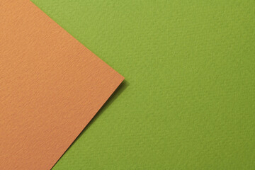 Rough kraft paper background, paper texture brown green colors. Mockup with copy space for text