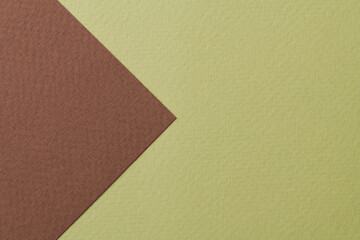 Rough kraft paper background, paper texture brown green colors. Mockup with copy space for text