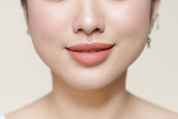 Closeup of Beautiful Young Woman Healthy Lips