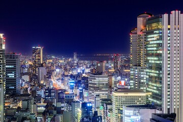 Fototapeta na wymiar 大阪駅前第3ビルから見た夜景