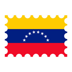 Postage stamp with Venezuela flag. Vector illustration.