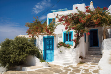 typical greek house. Generative ai