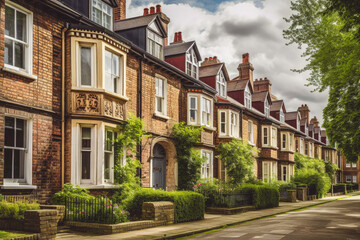 Naklejka premium typical english house in a city. Generative ai