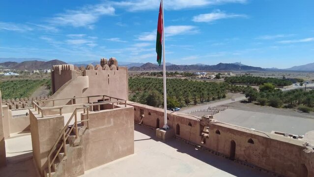 Hazm, Oman: Tilt down view of the Al-Hazm Fort in Oman in the middle east. 