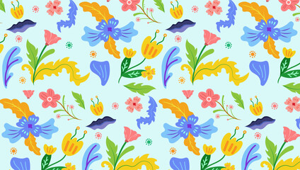 Decorative abstract illustrations with colorful Floral Background of Seamless pattern design for paper, cover, fabric, pacing and other.