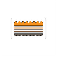 Icon of a multi-layer springless mattress with massage corrugated layers. Isolated color vector image.