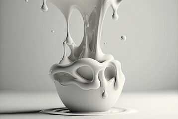 Abstract melting shape with dripping drops. Generative AI illustration.