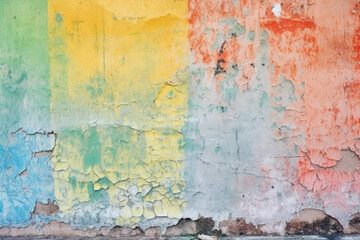 Fototapeta na wymiar Old concrete cement wall, grunge rough texture, colorful paint background, fancy wallpaper, summer banner spring poster