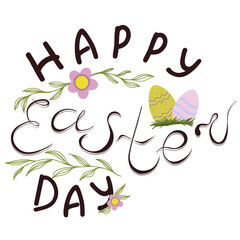 Digital inscription on Easter day, hand-drawn, font.