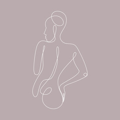 Woman vector lineart illustration. Elegant Feminine Beauty Logo. Woman Line Art Minimalist Logo. One Line style drawing.