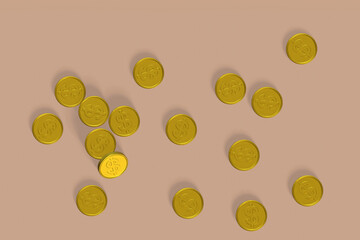 golden coins on  background with earning profile
