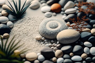 Fototapeta na wymiar Zen Background with stones. Generative AI