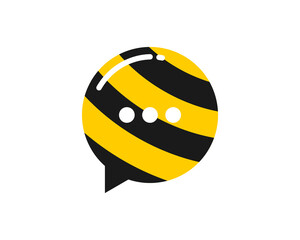 Combination bubble chat with bee sting logo