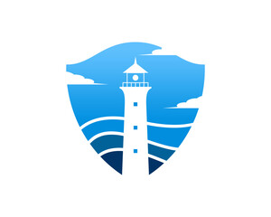 Lighthouse inside the shield logo