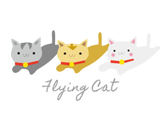 Naklejka premium Illustration of three cats flying side by side