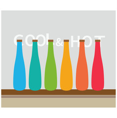 set of bottles of colors