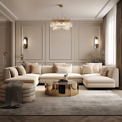 modern luxury beige sofa living room interior generative ai
