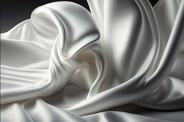 Fototapeta na wymiar White shiny silk fabric background. Generative ai.