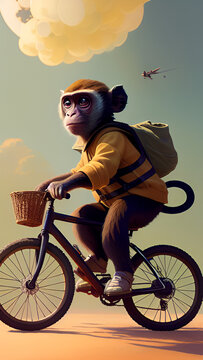 Monkey riding Bi-cycle_AI_Img
