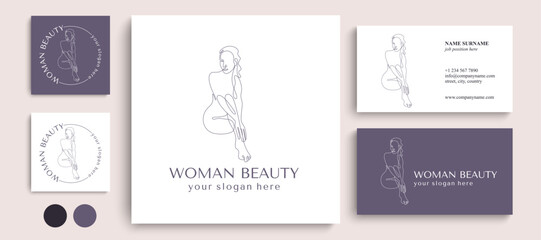 Naklejka premium Woman vector lineart illustration. Elegant Feminine Beauty Logo. Woman Line Art Minimalist Logo. One Line style drawing.