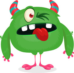 Funny cartoon monster. Vector monster illustration